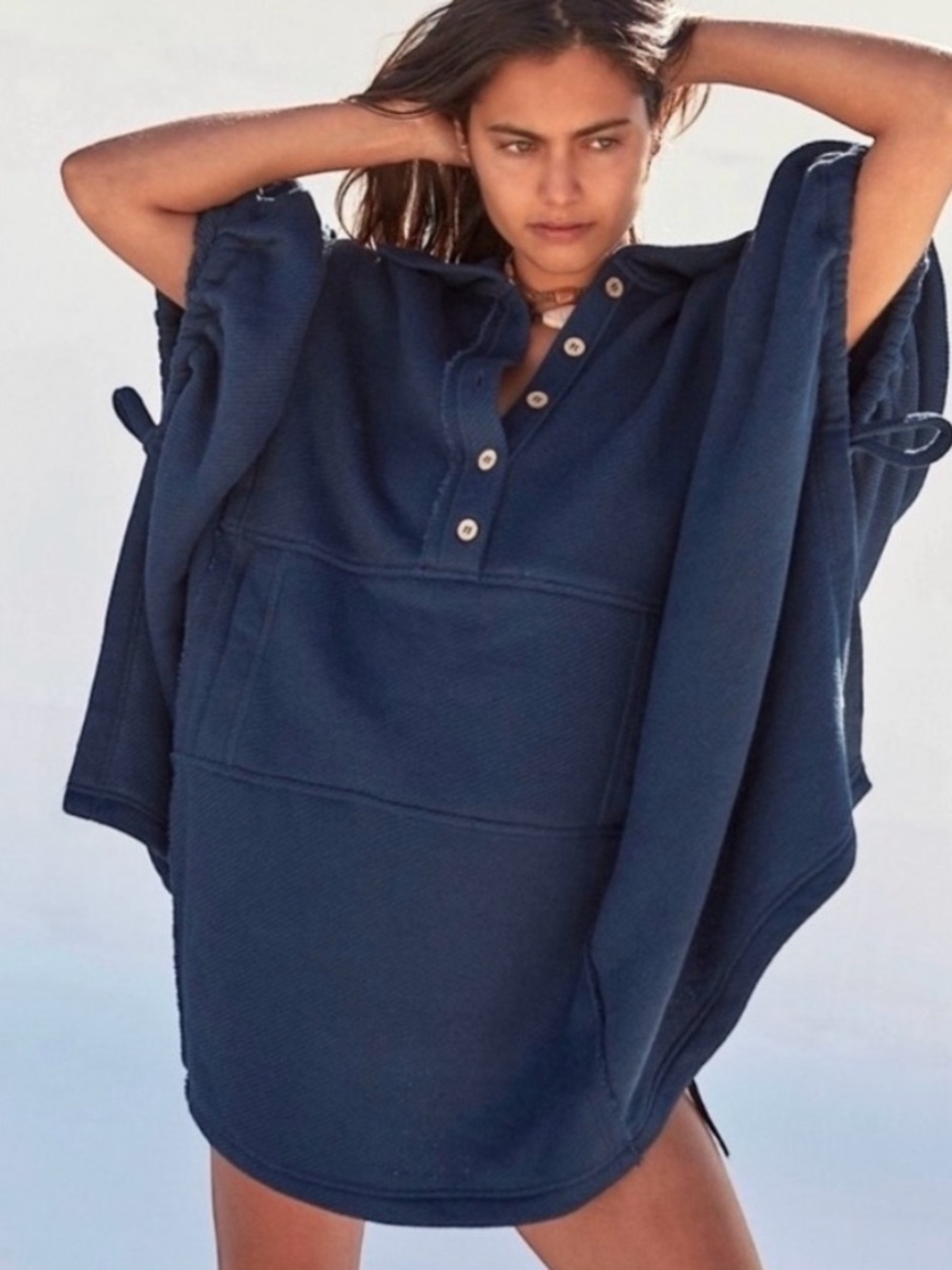 NEW Free People FP Beach Natalie Poncho M/L Moonlit Ocean.‎ Oversize Boho